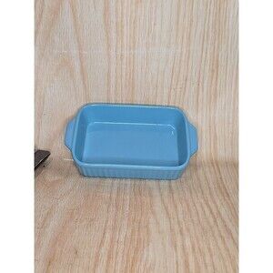 SMALL Blue Casserole Rectangular Baker Dish – Blue Rim CERAMIC 6"x9.5"